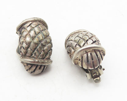 925 Sterling Silver  Vintage Cross Etched Detail Non Pierce Earrings  EG6076