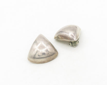 925 Sterling Silver  Vintage Shiny Smooth Hollow Non Pierce Earrings  EG9717