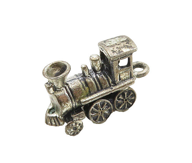 925 Sterling Silver  Vintage Petite Old Fashioned Steam Train Pendant  PT15477