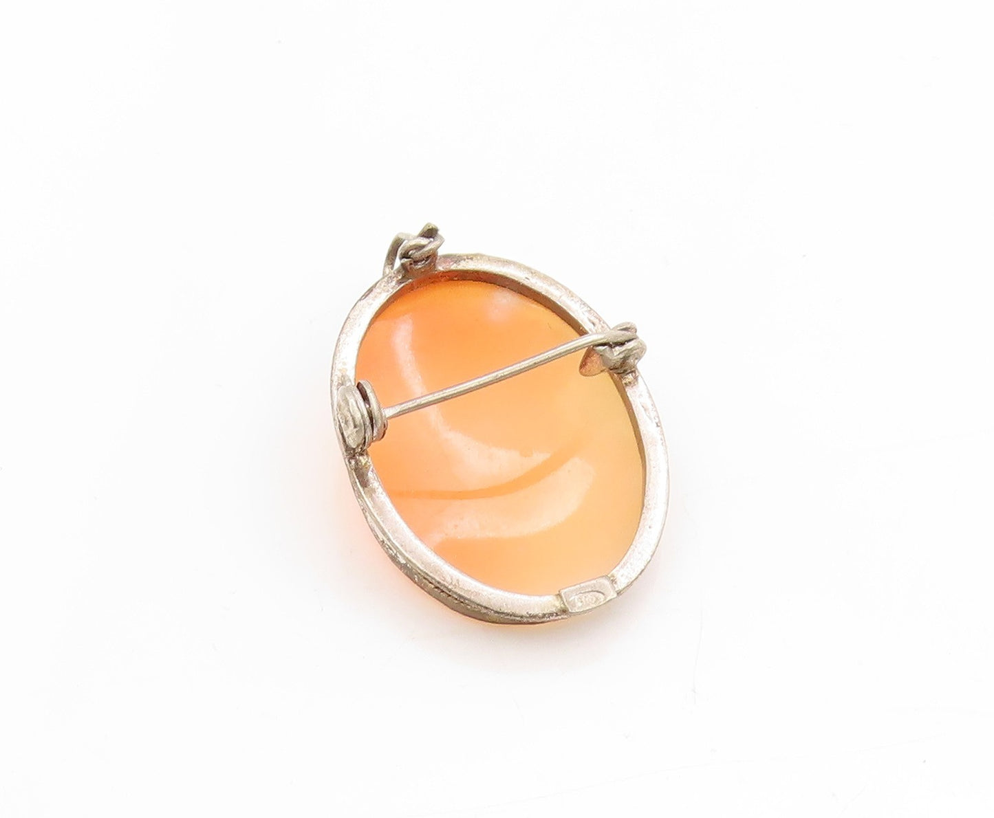 925 Sterling Silver Vintage Brooch Carved Lady Profile Cameo Charm Pin  BP11889