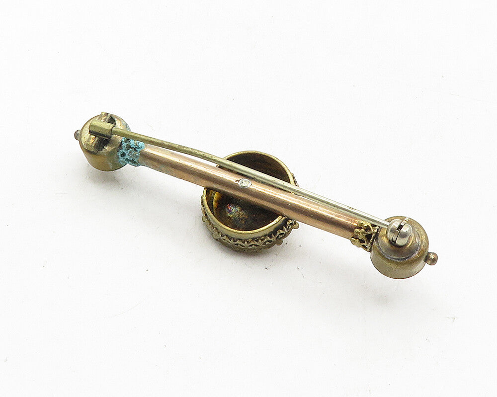 925 Sterling Silver  Vintage Love Heart Flowers Bar Brooch Pin  BP4057