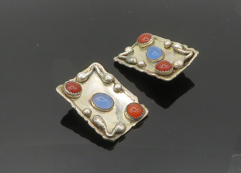 DESIGNER 925 Sterling Silver  Vintage Carnelian Non Pierce Earrings  EG10085