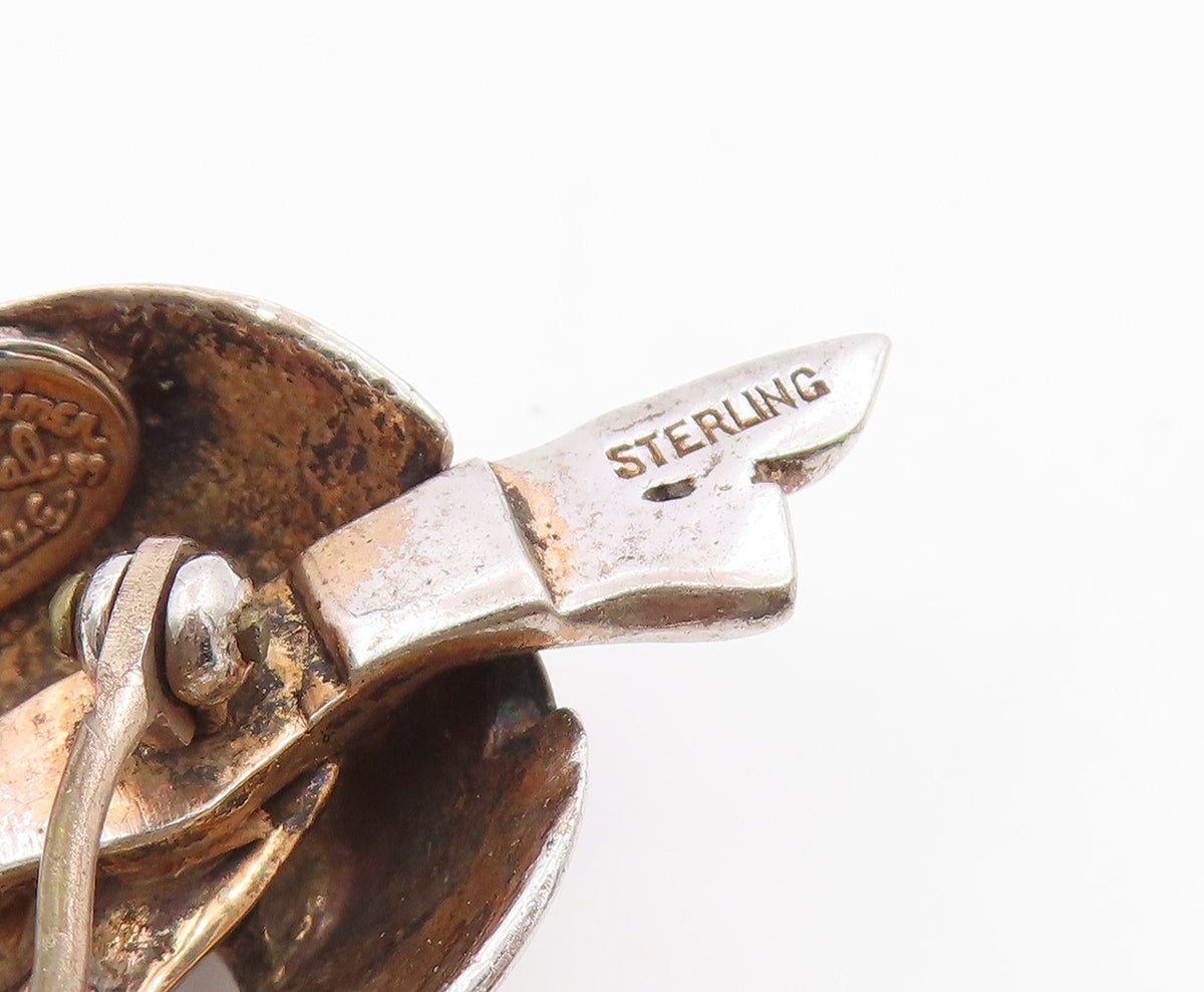 925 Sterling Silver Vintage Brooch Pin Modernist Solid Textured Swirl  BP12665