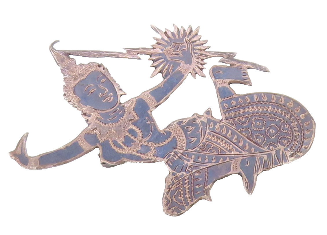 SIAM 925 Sterling Silver  Vintage Enamel Niello Dancer Brooch Pin  BP4454
