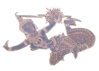 SIAM 925 Sterling Silver  Vintage Enamel Niello Dancer Brooch Pin  BP4454