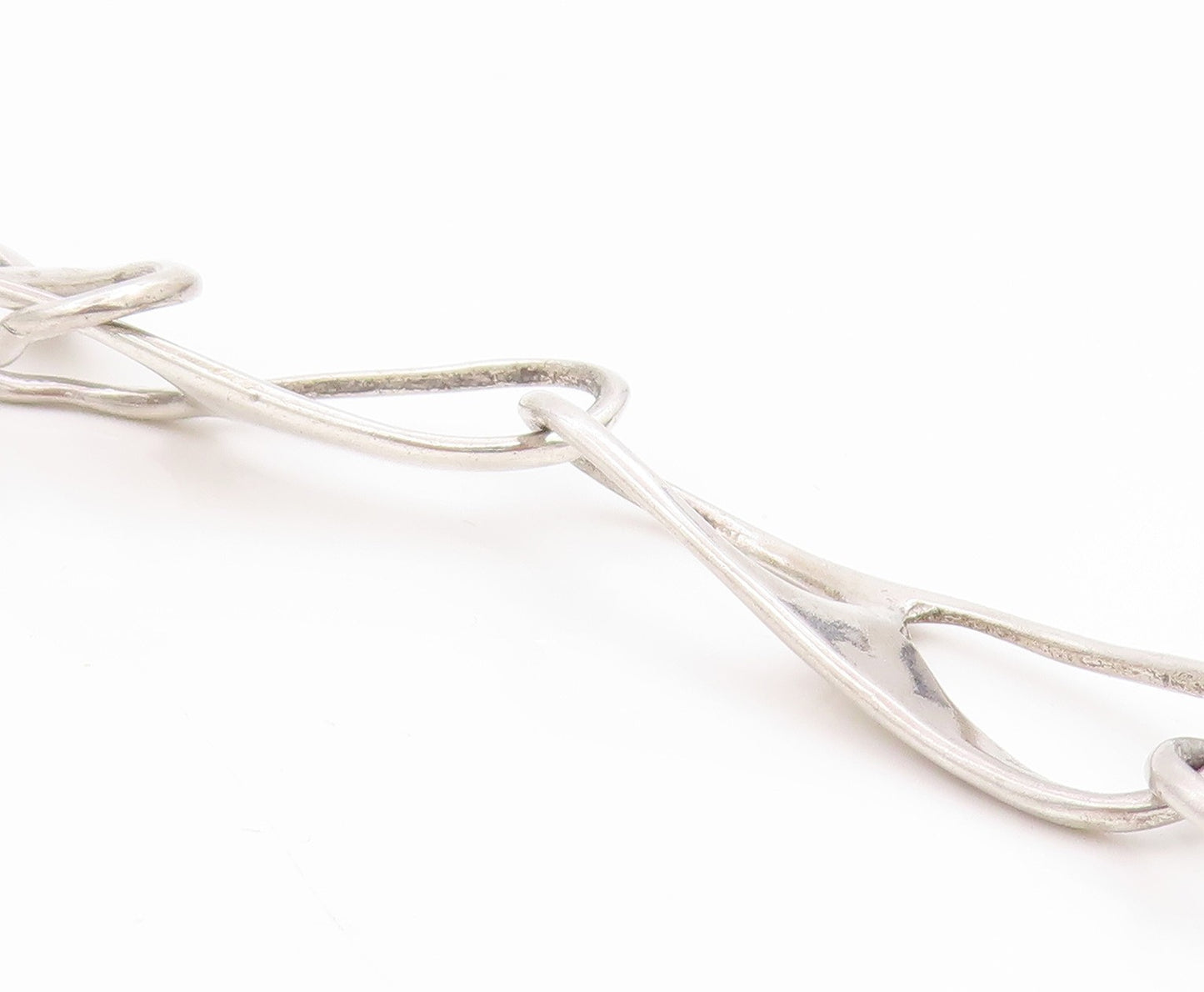 925 Sterling Silver Vintage Necklace BRUNEL Sculptural Link Chain  NE4881