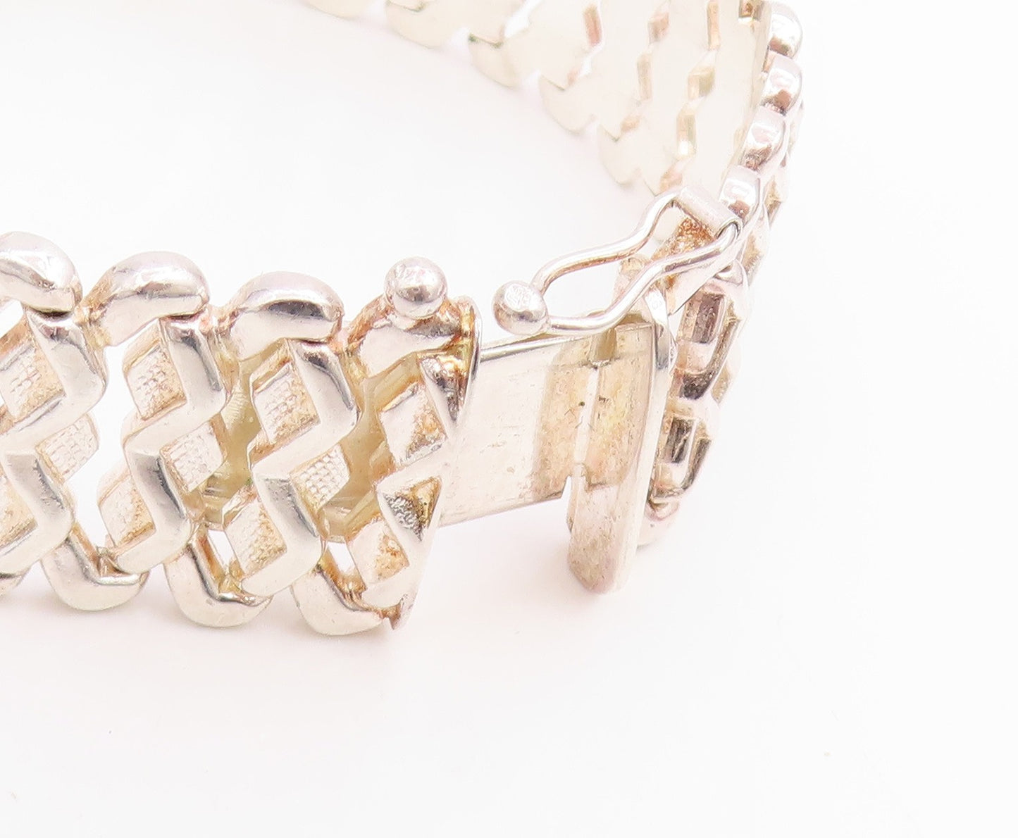 925 Sterling Silver Vintage Bracelet Classic Woven Geometric Ladder Link BT11822