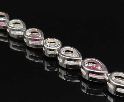 925 Silver  Vintage Enamel Evil Eye Pear Shaped Ruby & Topaz Bracelet  BT9569