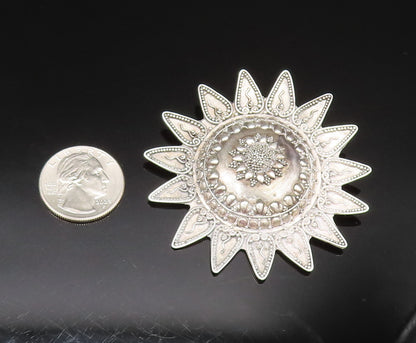 925 Sterling Silver  Vintage Hollow Beaded Sunflower Brooch Pin  BP9633