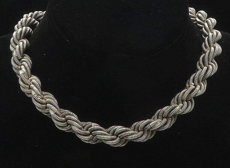 925 Sterling Silver  Vintage Heavy Rope Twist Shiny Chain Necklace  NE2942
