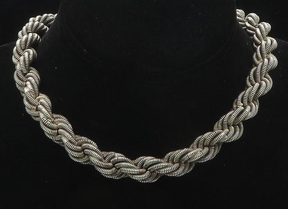 925 Sterling Silver  Vintage Heavy Rope Twist Shiny Chain Necklace  NE2942