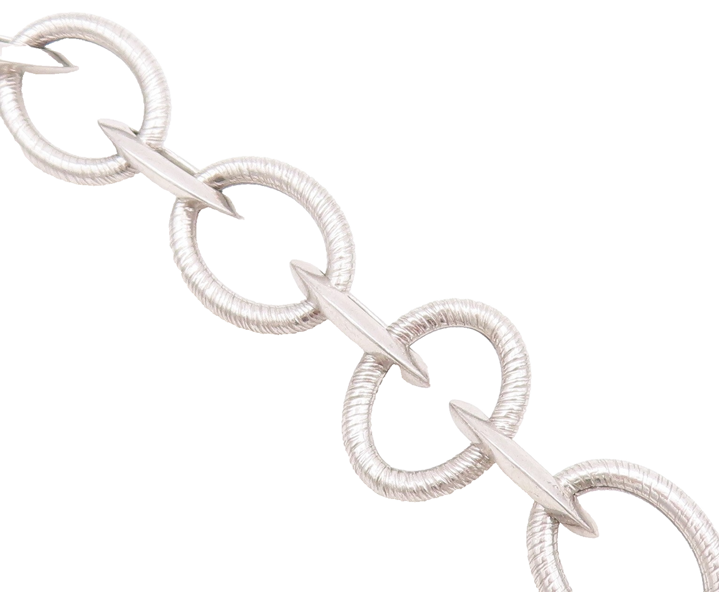 925 Sterling Silver Vintage Necklace Designer Round & Eye Shape Rings NE4390