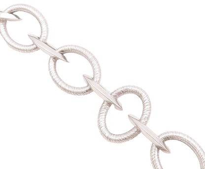 925 Sterling Silver Vintage Necklace Designer Round & Eye Shape Rings NE4390