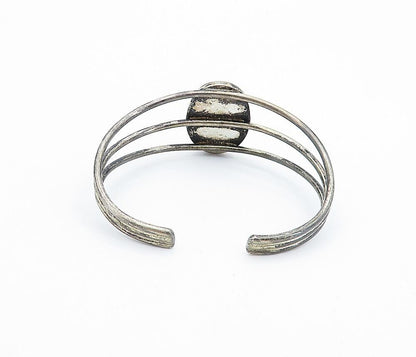 925 Sterling Silver  Vintage Tiger's Eye Split Shank Cuff Bracelet  BT2882