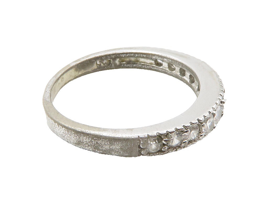 925 Sterling Silver  Sparkling Cubic Zirconia Round Band Ring Sz 7  RG14302