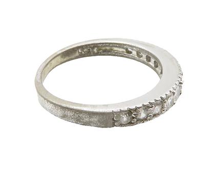 925 Sterling Silver  Sparkling Cubic Zirconia Round Band Ring Sz 7  RG14302