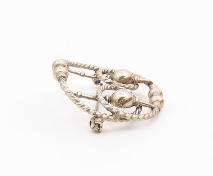 925 Sterling Silver  Vintage Shiny Open Twist Design Brooch Pin  BP7823
