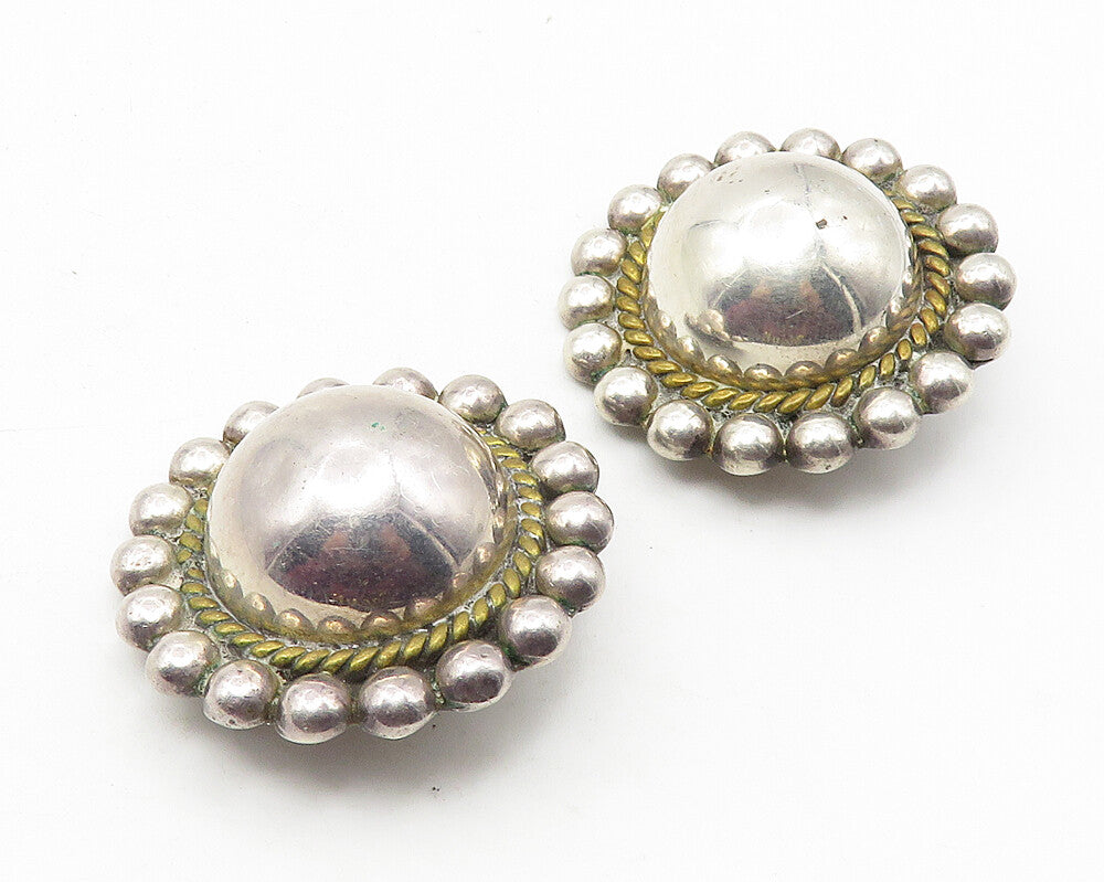 MEXICO 925 Sterling Silver   Vintage Floral Twist Non Pierce Earrings  EG5743