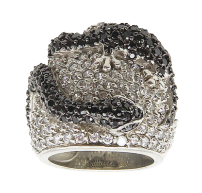 925 Silver  Cubic Zirconia & Hematite Snake & Lizard Band Ring Sz 5  RG18122