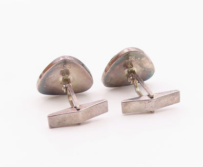 DESIGNER 925 Sterling Silver Vintage Triangular Abalone Cufflinks TR3282
