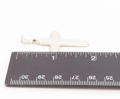925 Sterling Silver Vintage Pendant Minimalist Double Layer Latin Cross  PT26586