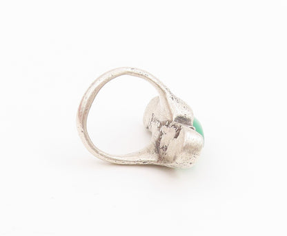 925 Sterling Silver Vintage Ring Oval Cabochon Gemstone Band  Sz 5.5  RG34455