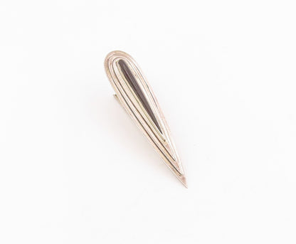 925 Sterling Silver Vintage Tie Clip Onyx Classic Grooved Pointed Design  TR4187