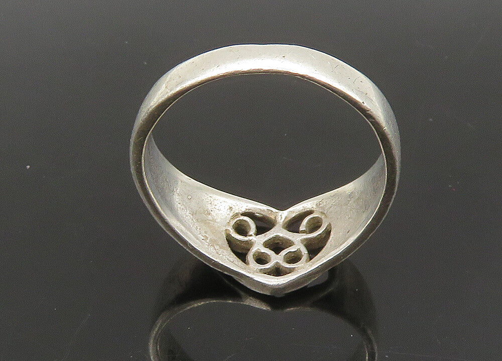 925 Sterling Silver  Vintage Shiny Swirl Love Heart Band Ring Sz 7  RG22921