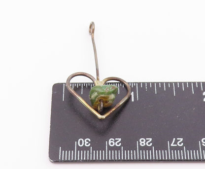 925 Sterling Silver  Vintage Open Love Heart & Jasper Hook Pendant  PT21430