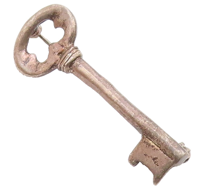 925 Sterling Silver  Vintage Minimalist Missing Key Brooch Pin  BP9834
