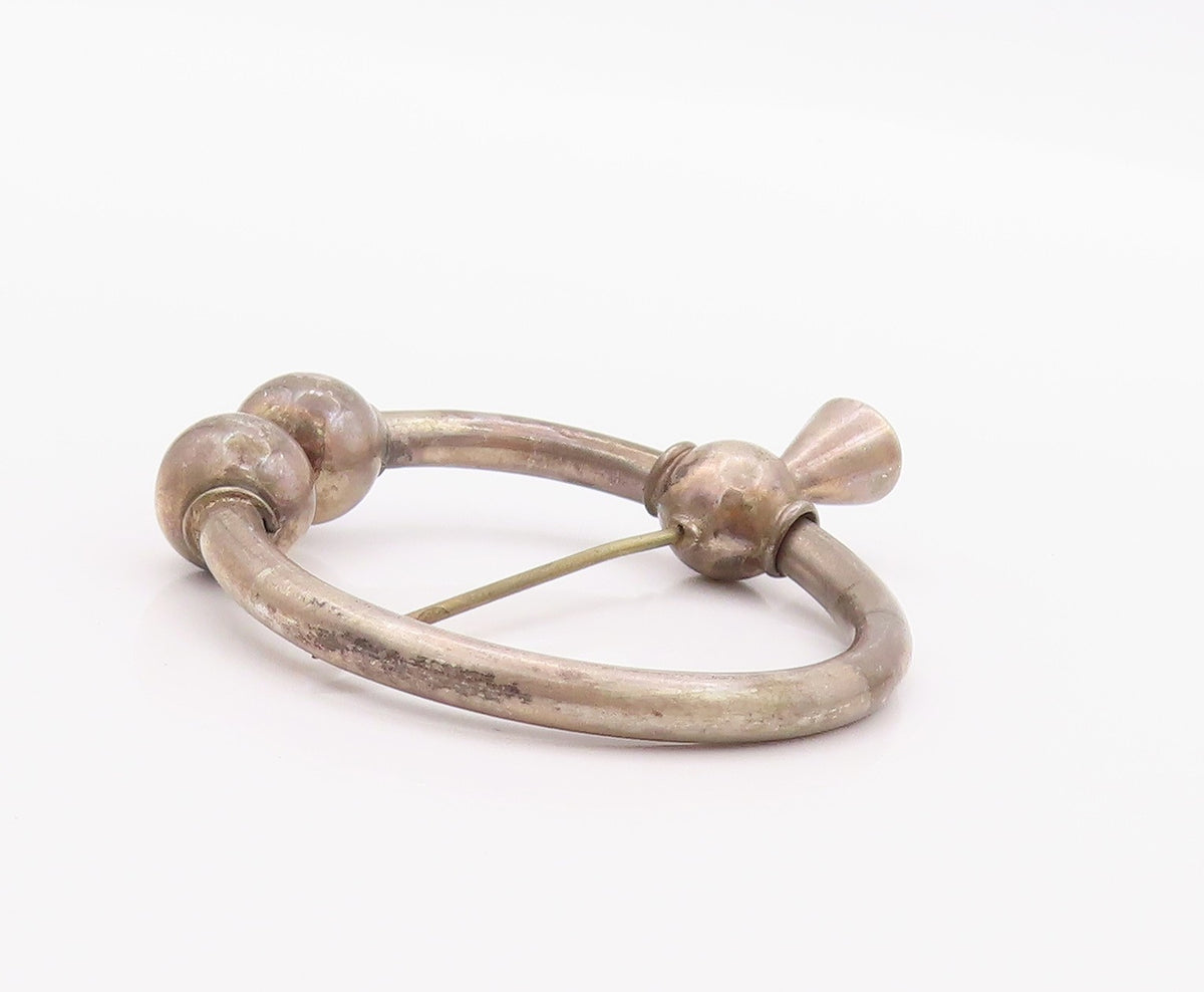 925 Sterling Silver Vintage Key Chain Antique Dark Tone Roman Penannular  TR3935