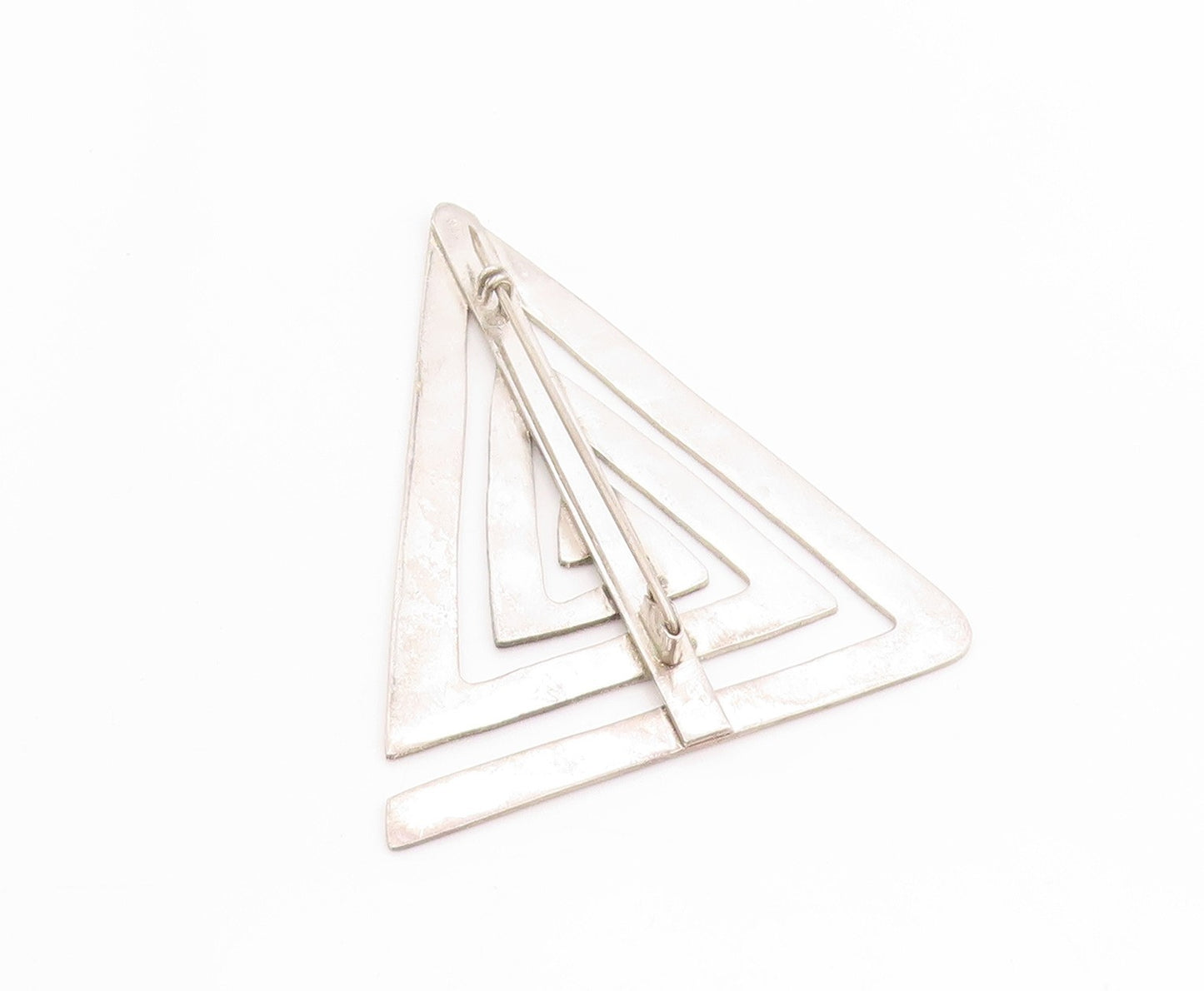 925 Sterling Silver Vintage Brooch Grooved Geometric Nested Triangles  BP11839