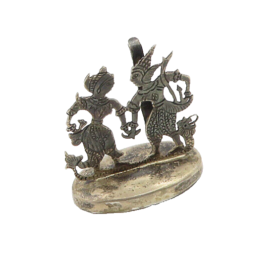 925 Sterling Silver  Vintage Male Female God Figures Detail Card Holder TR2668