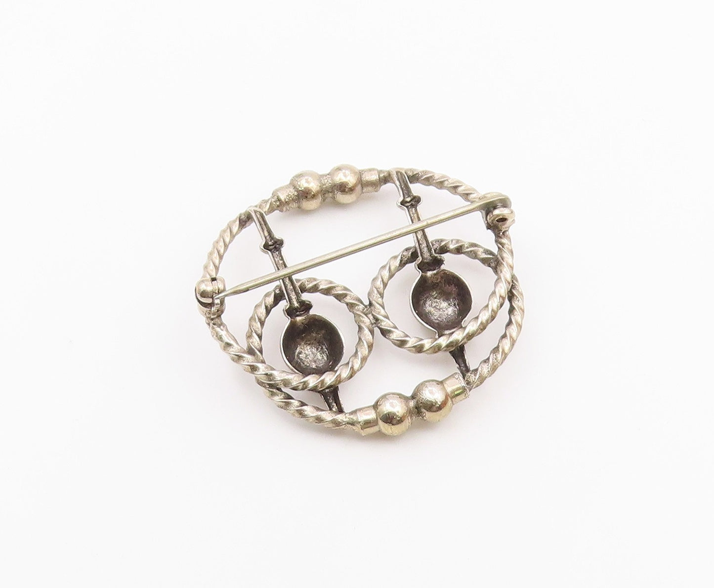 925 Sterling Silver  Vintage Shiny Open Twist Design Brooch Pin  BP7823