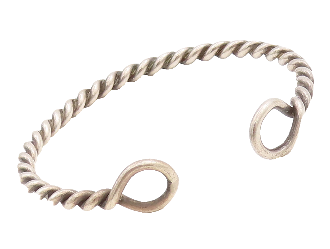 925 Sterling Silver Vintage Bracelet Solid Twisted Rope Cuff BT10674