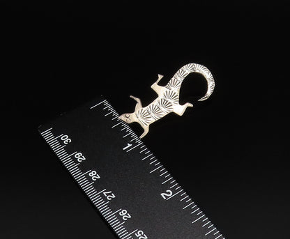 NELSON NAVAJO 925 Silver  Vintage Minimalist Etched Lizard Brooch Pin  BP9942