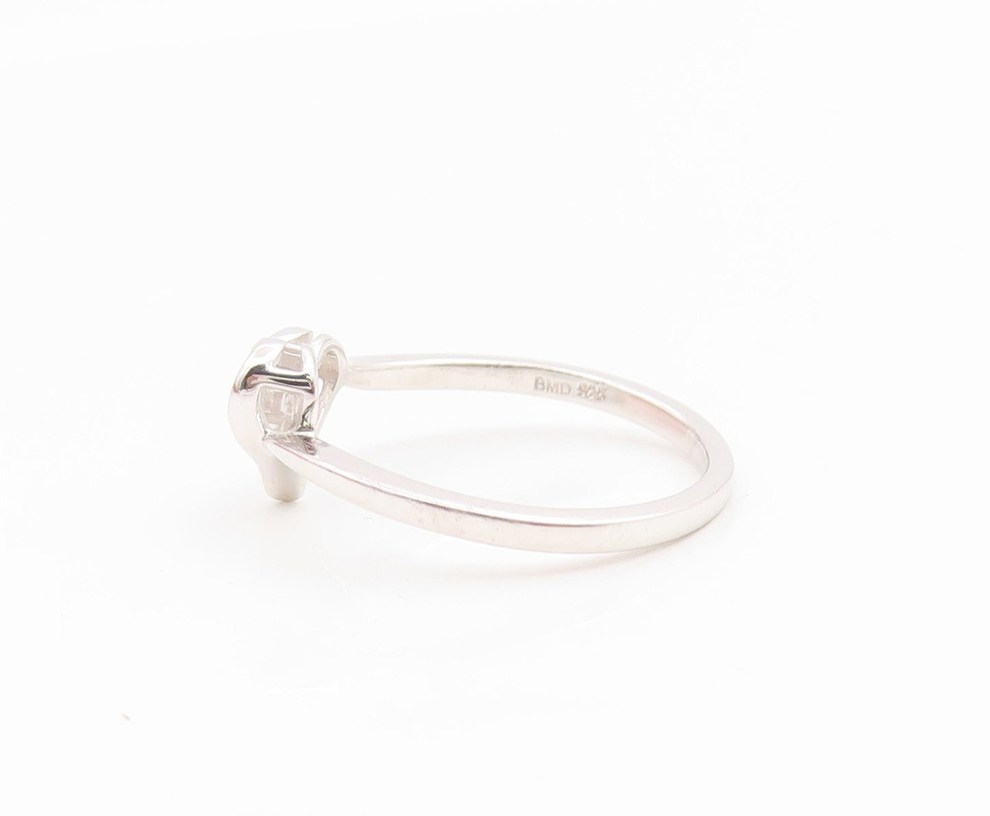 925 Sterling Silver Vintage Ring Pink Topaz Love Heart Band  Sz 6.5  RG35119