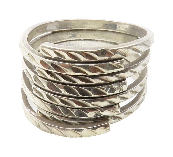 925 Sterling Silver  Vintage Shiny Diamond Cut Split Band Ring Sz 8  RG13236