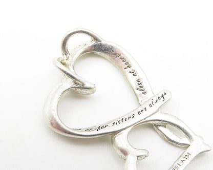 925 LA Sterling Silver  Vintage Petite Shiny Open Love Heart Pendant  PT9018