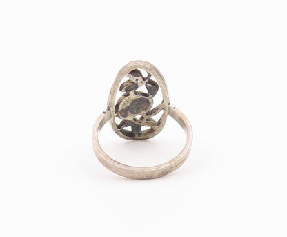 925 Sterling Silver Vintage Ring Classic Floral Rose Openwork Band Sz 7 RG36535
