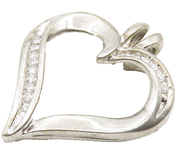 925 Sterling Silver   Sparkling Cubic Zirconia Love Heart Pendant  PT12783