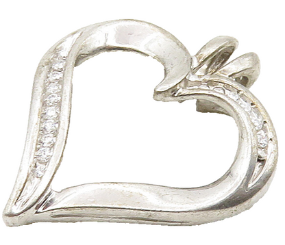 925 Sterling Silver   Sparkling Cubic Zirconia Love Heart Pendant  PT12783