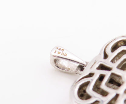 925 Sterling Silver Vintage Pendant Diamonds Square Inlay Spinal Bands  PT24405