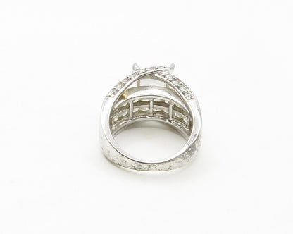 925 Sterling Silver  Sparkling Cubic Zirconia Cocktail Ring Sz 5  RG17191