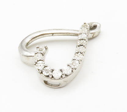 925 Sterling Silver  Genuine Diamonds Open Love Heart Slide Pendant  PT11623