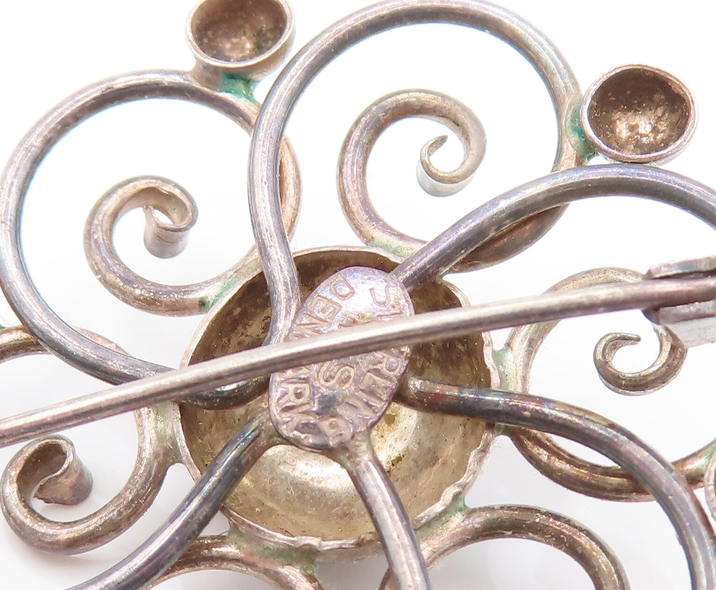 HERMANN SIERSBOL DENMARK 925 Silver  Vintage Open Flower Brooch Pin  BP10131
