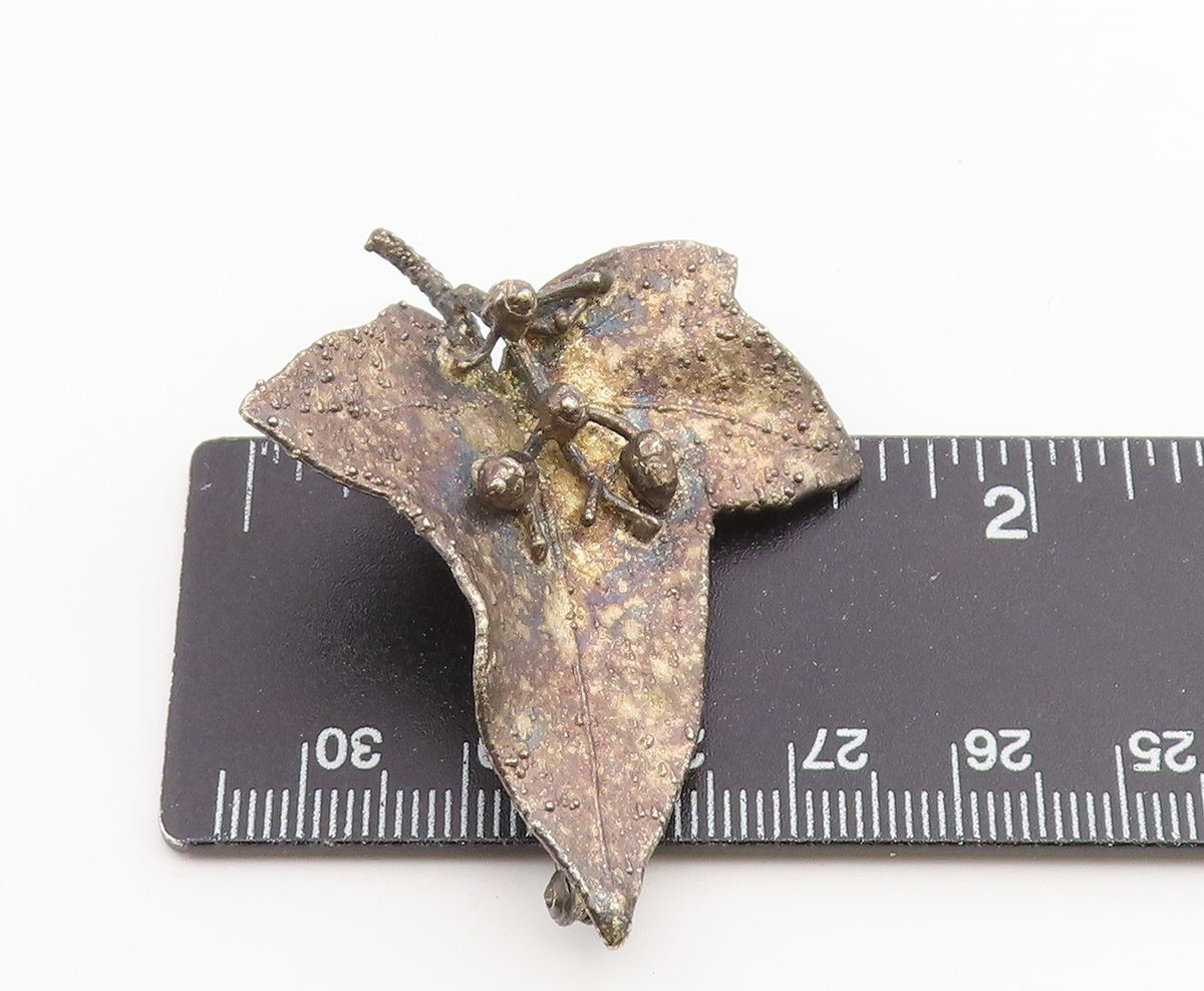 925 Sterling Silver Vintage Brooch Pin FLORA DANICA EGGERT DENMARK Leaf  BP12666