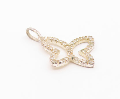 925 Sterling Silver  Vintage Topaz Open Butterfly Motif Pendant  PT17988