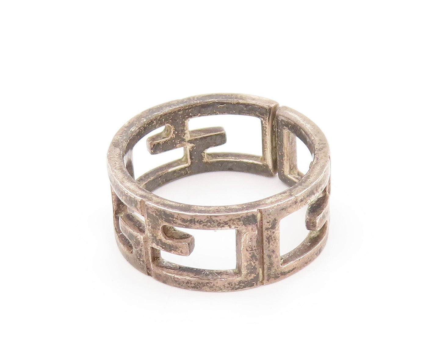 925 Sterling Silver Vintage Ring MEXICO Dark Tone Cutout Maze Key Sz 10  RG31808