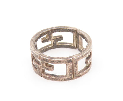 925 Sterling Silver Vintage Ring MEXICO Dark Tone Cutout Maze Key Sz 10  RG31808